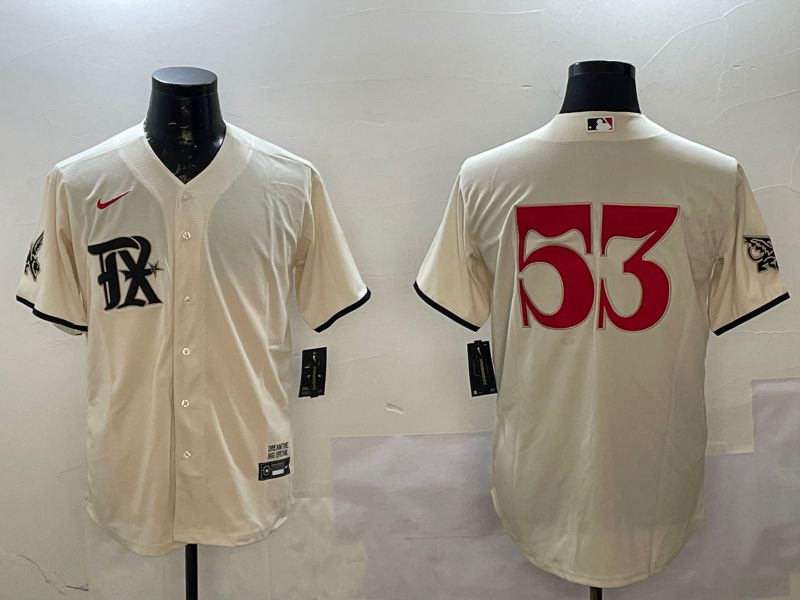 Men Texas Rangers #53 No Name Cream City Edition Game Nike 2025 MLB Jersey style 1